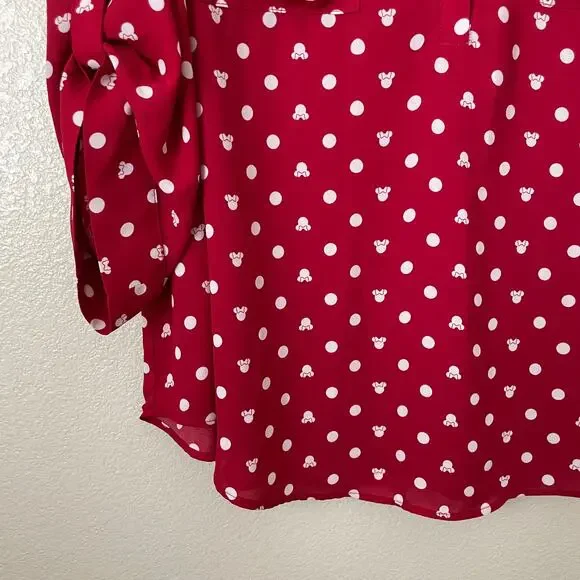 Torrid Disney Top Womens 3X Red White Minnie Mouse Harper Georgette Dot Blouse - Picture 5 of 12